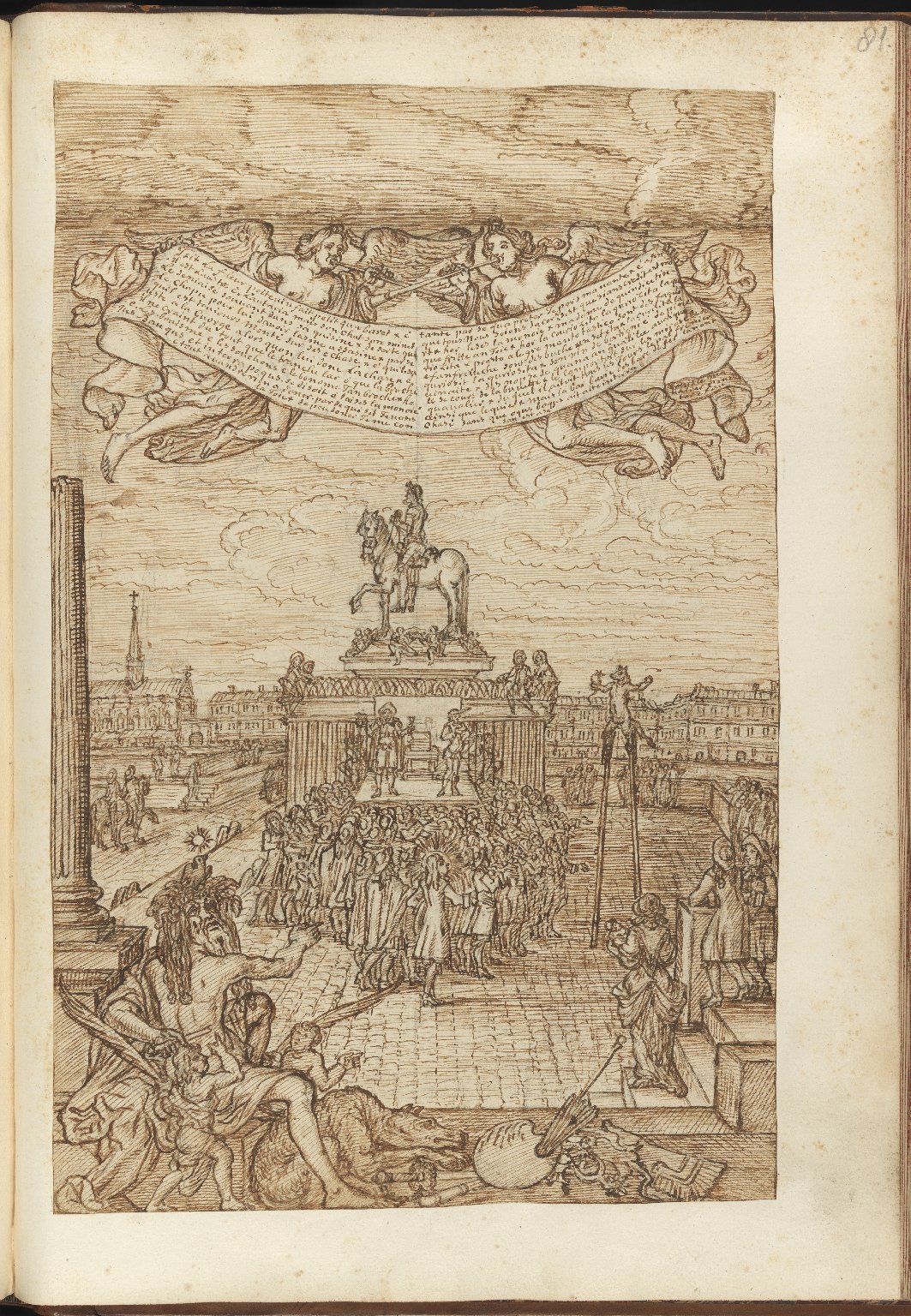 Recueil de Desseins Ridicules par le nomme Foque peintre de l'Academie Royale, mort aux Petites maisons vers l'annee 1695, f.81r